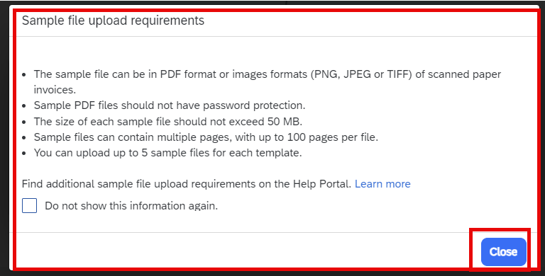 Sample File Upload Requirements