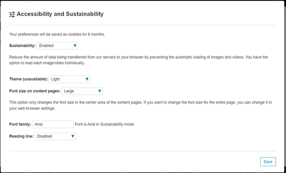 Accessibility and Sustainability features