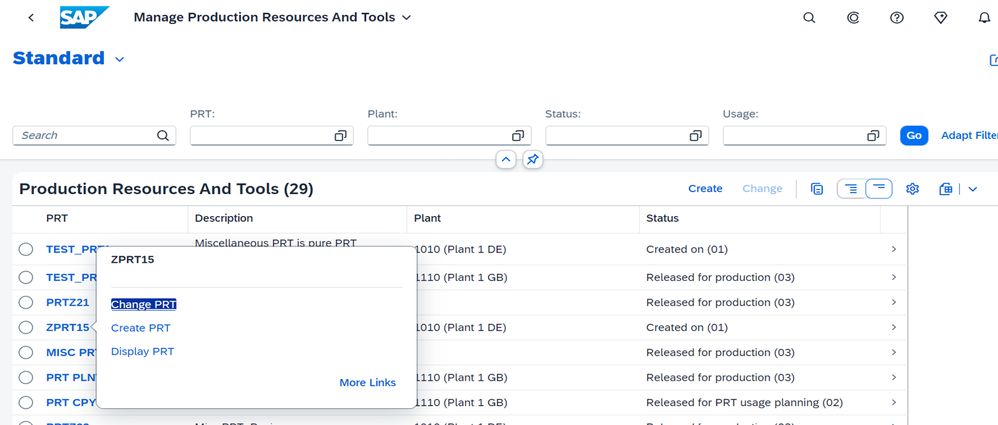Figure 1: New SAP Fiori app 'Manage Production Resources and Tools'