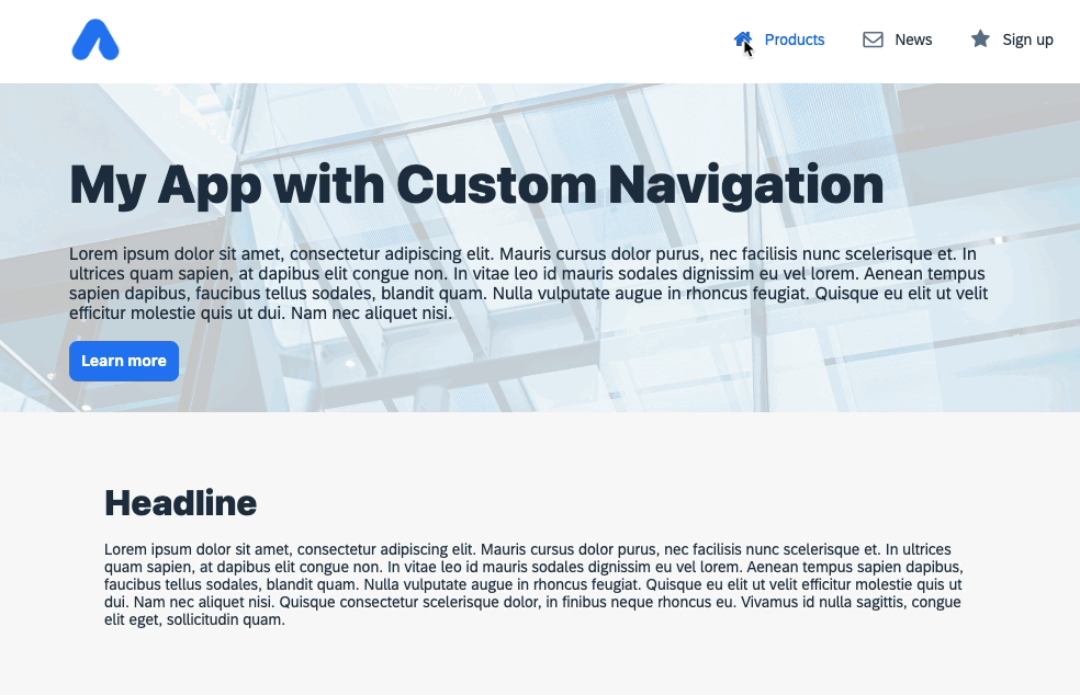 Create on-brand navigation experiences in SAP Build Apps using custom navigation